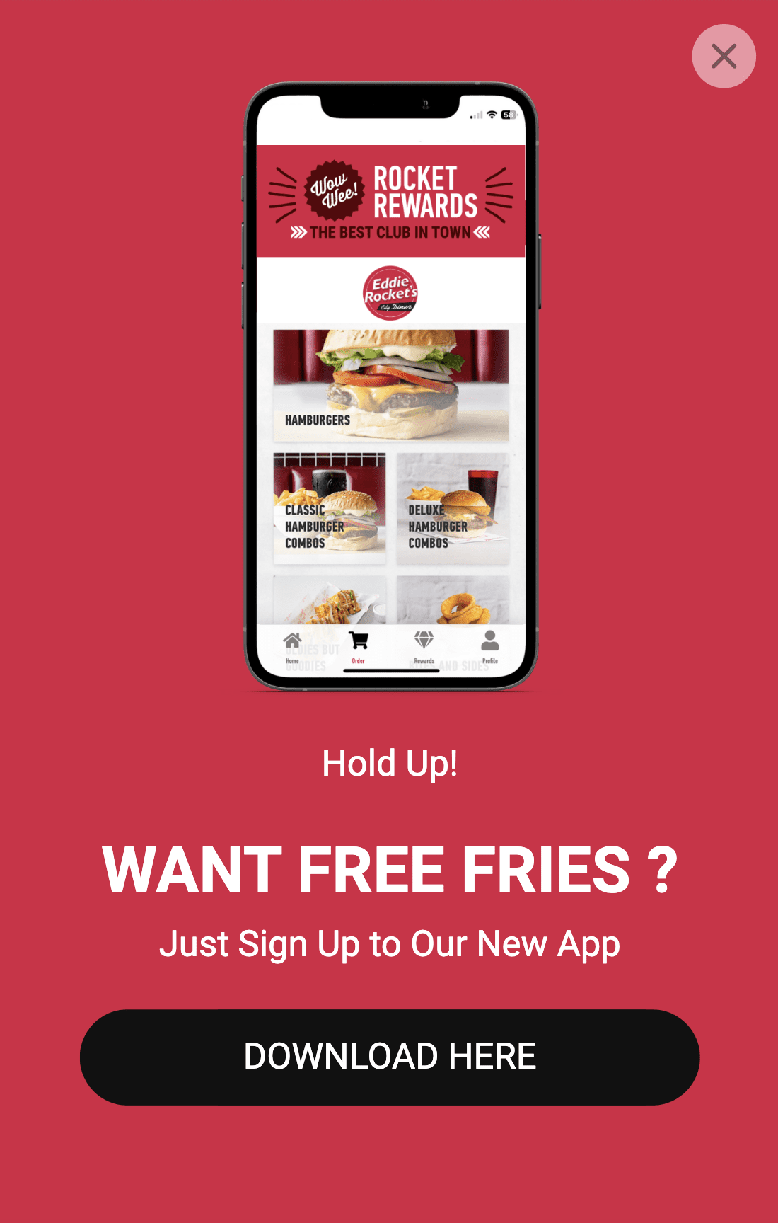 Pop-up banner image that links to the download page for the app